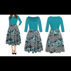 Haute edition retro 3/4 sleeve dress w pockets